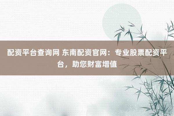 配资平台查询网 东南配资官网：专业股票配资平台，助您财富增值